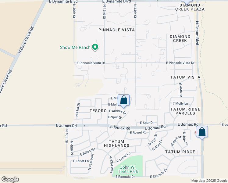 map of restaurants, bars, coffee shops, grocery stores, and more near 4228 East Redbird Road in Cave Creek