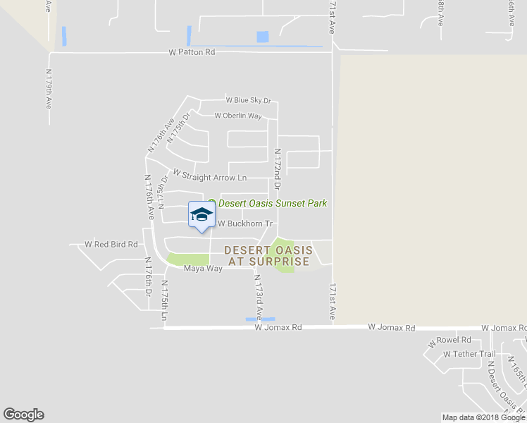map of restaurants, bars, coffee shops, grocery stores, and more near 17287 West Fetlock Trail in Surprise