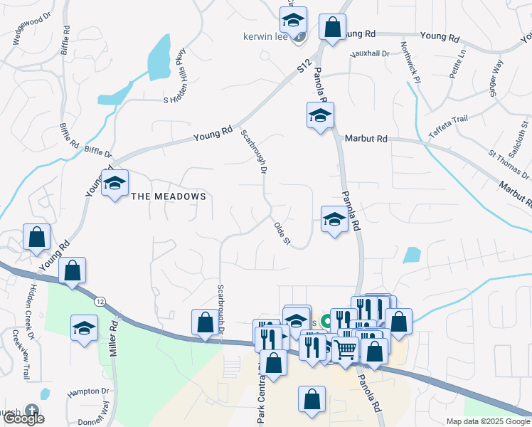 map of restaurants, bars, coffee shops, grocery stores, and more near 2039 Scarbrough Drive in Stone Mountain