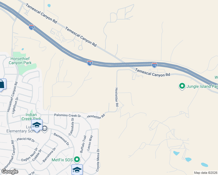 map of restaurants, bars, coffee shops, grocery stores, and more near 26741 Hostettler Road in Corona