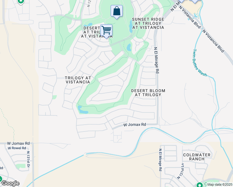 map of restaurants, bars, coffee shops, grocery stores, and more near 12609 West Fetlock Trail in Peoria