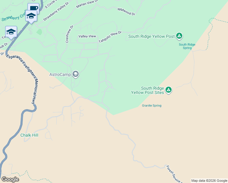 map of restaurants, bars, coffee shops, grocery stores, and more near 54645 Macteckelwood Lane in Idyllwild-Pine Cove
