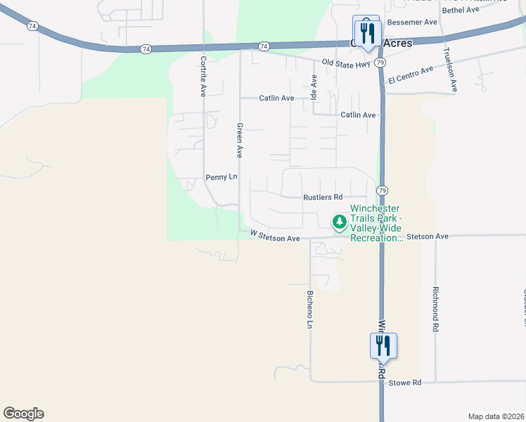 map of restaurants, bars, coffee shops, grocery stores, and more near 33073 Big Range Drive in Winchester