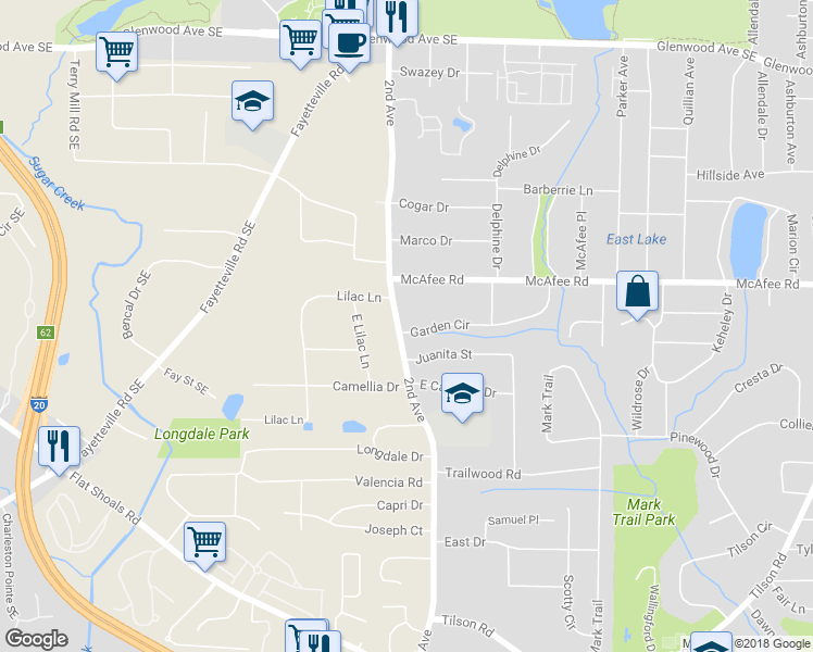 map of restaurants, bars, coffee shops, grocery stores, and more near 2060 2nd Avenue in Decatur