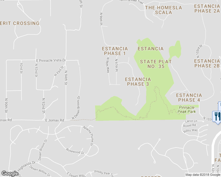 map of restaurants, bars, coffee shops, grocery stores, and more near 9709 East Bajada Road in Scottsdale