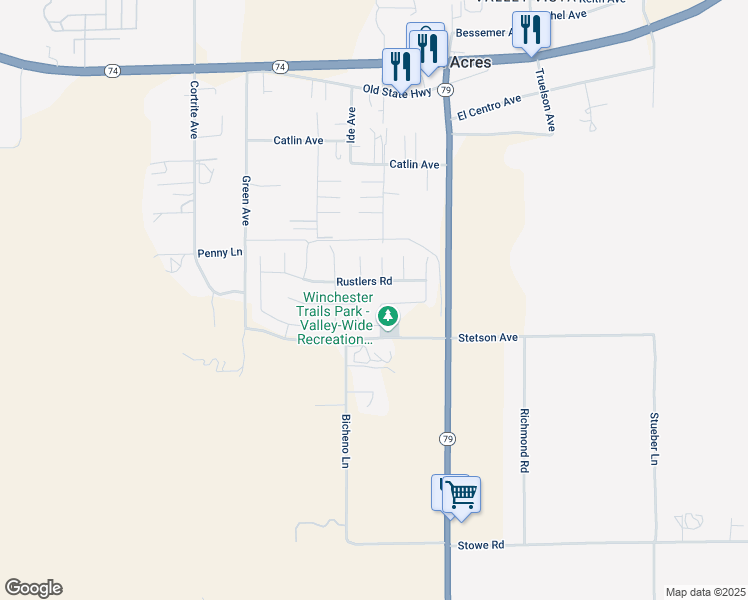 map of restaurants, bars, coffee shops, grocery stores, and more near 33340 Hitching Post Drive in Hemet
