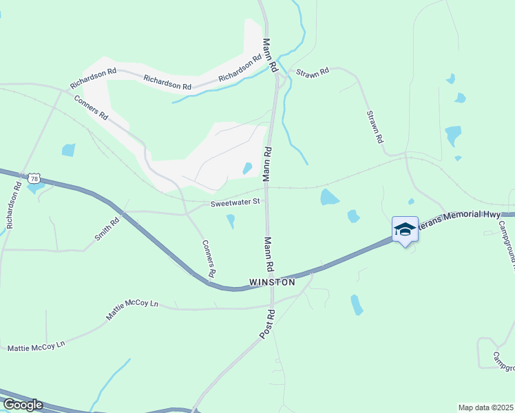 map of restaurants, bars, coffee shops, grocery stores, and more near 8156 Sweetwater Street in Winston