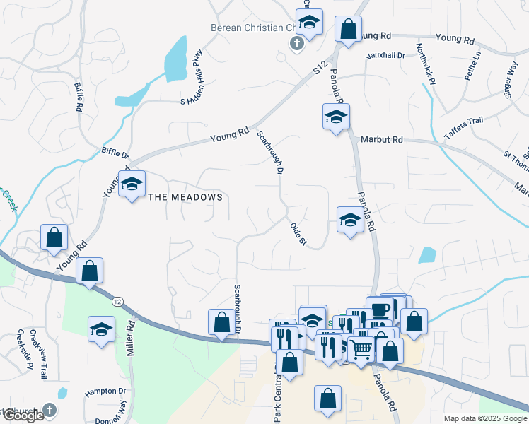 map of restaurants, bars, coffee shops, grocery stores, and more near 1975 Overton Trail in Stone Mountain