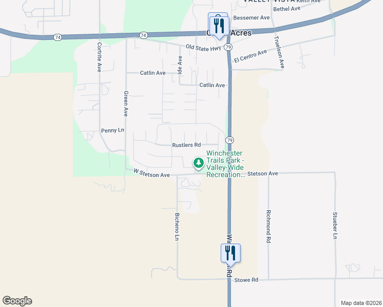 map of restaurants, bars, coffee shops, grocery stores, and more near 33340 Hitching Post Drive in Hemet