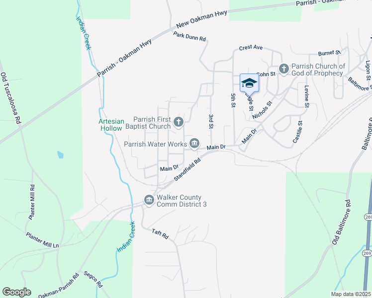 map of restaurants, bars, coffee shops, grocery stores, and more near in Parrish