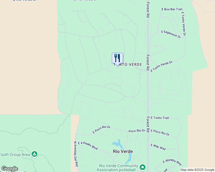 map of restaurants, bars, coffee shops, grocery stores, and more near 18605 Amarado Circle in Rio Verde