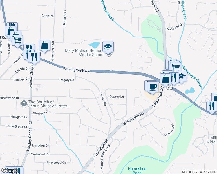map of restaurants, bars, coffee shops, grocery stores, and more near 2243 Eagles Nest Circle in Decatur