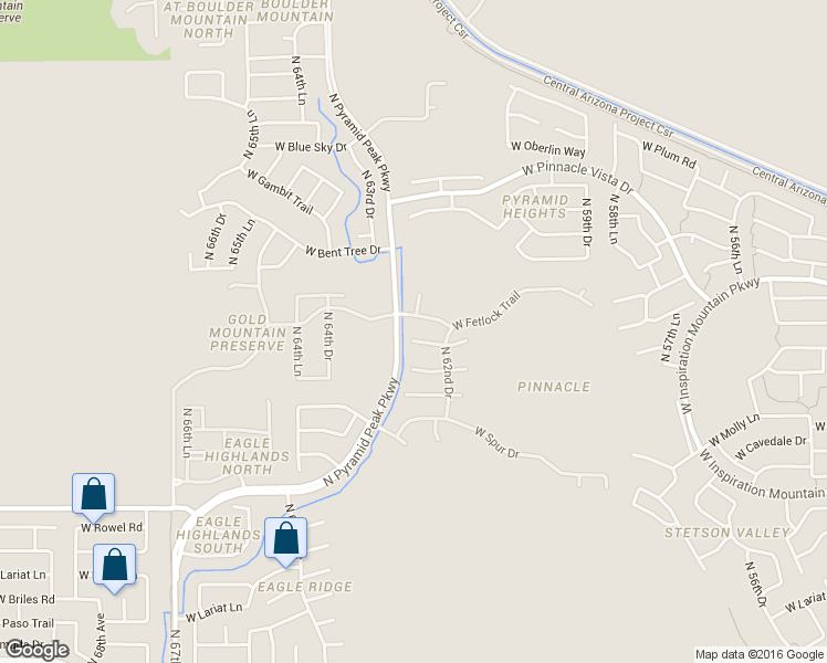 map of restaurants, bars, coffee shops, grocery stores, and more near 6238 West Buckhorn Trail in Phoenix