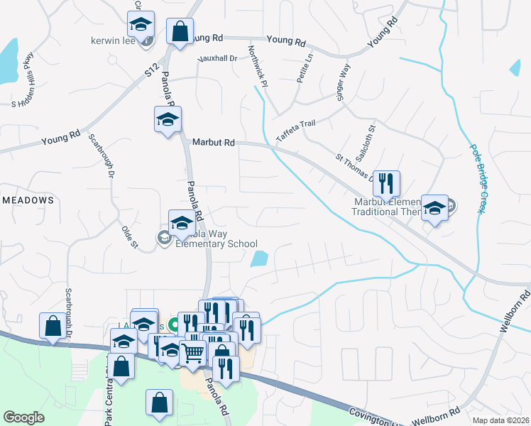 map of restaurants, bars, coffee shops, grocery stores, and more near 5514 Panola Place in Lithonia