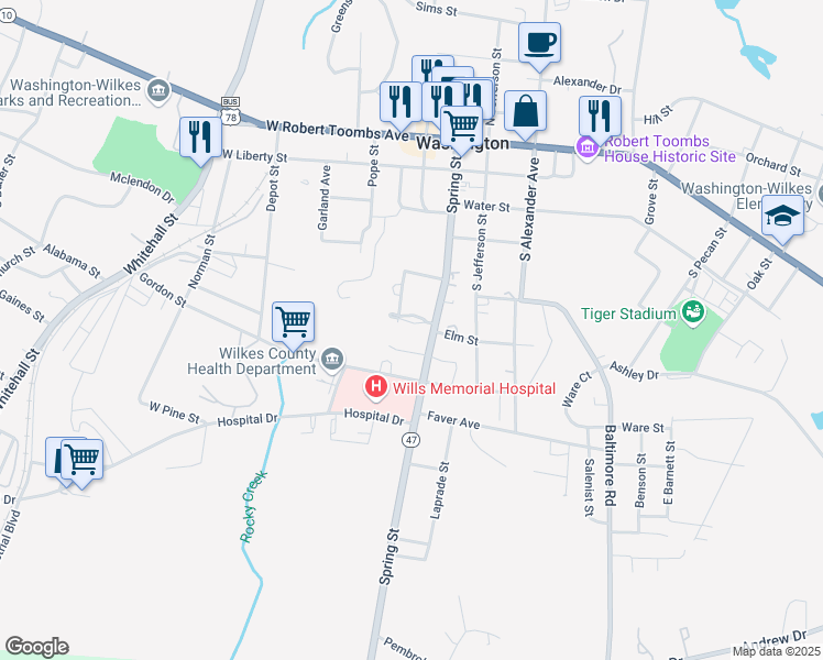 map of restaurants, bars, coffee shops, grocery stores, and more near 308 Springdale Park in Washington