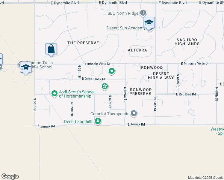 map of restaurants, bars, coffee shops, grocery stores, and more near 6108 East Red Bird Road in Scottsdale