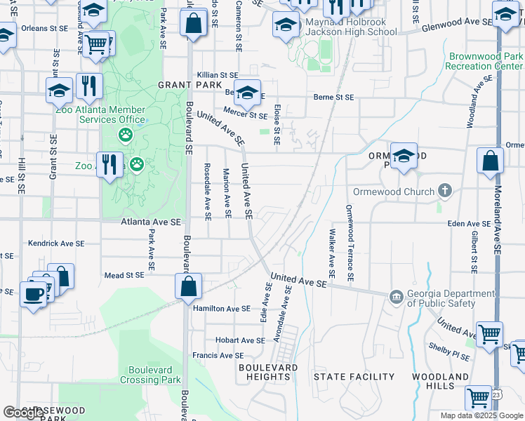 map of restaurants, bars, coffee shops, grocery stores, and more near 718 Province Place Southeast in Atlanta