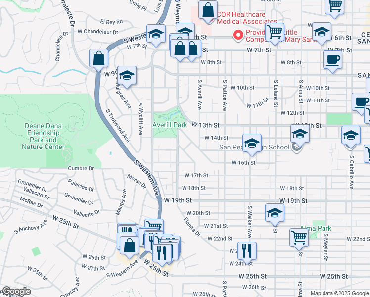 map of restaurants, bars, coffee shops, grocery stores, and more near in Pasadena