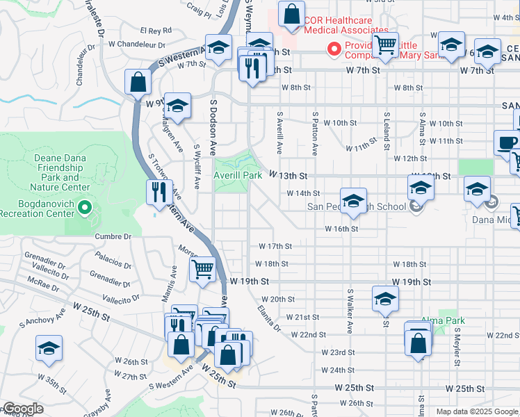 map of restaurants, bars, coffee shops, grocery stores, and more near in Pasadena