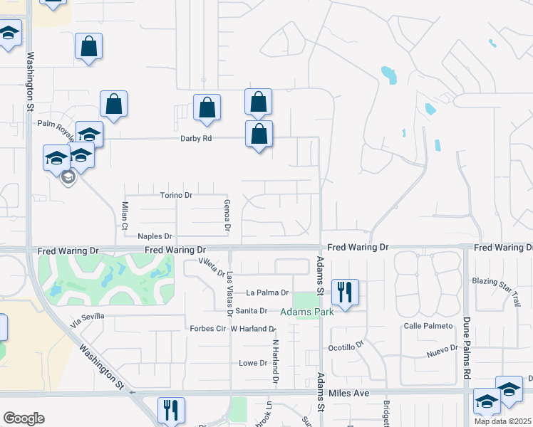 map of restaurants, bars, coffee shops, grocery stores, and more near 78895 Morning Star Way in La Quinta