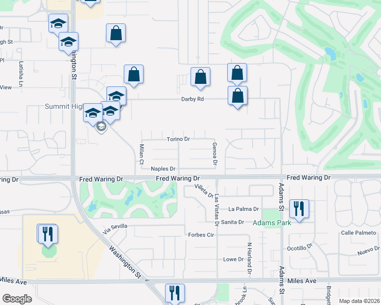 map of restaurants, bars, coffee shops, grocery stores, and more near 78663 Como Court in La Quinta