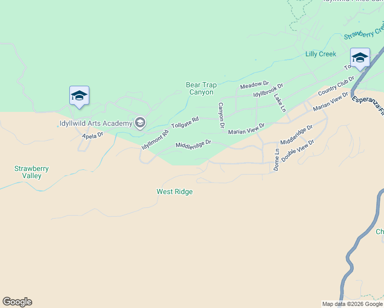 map of restaurants, bars, coffee shops, grocery stores, and more near 53021 Inspiration Lane in Idyllwild-Pine Cove