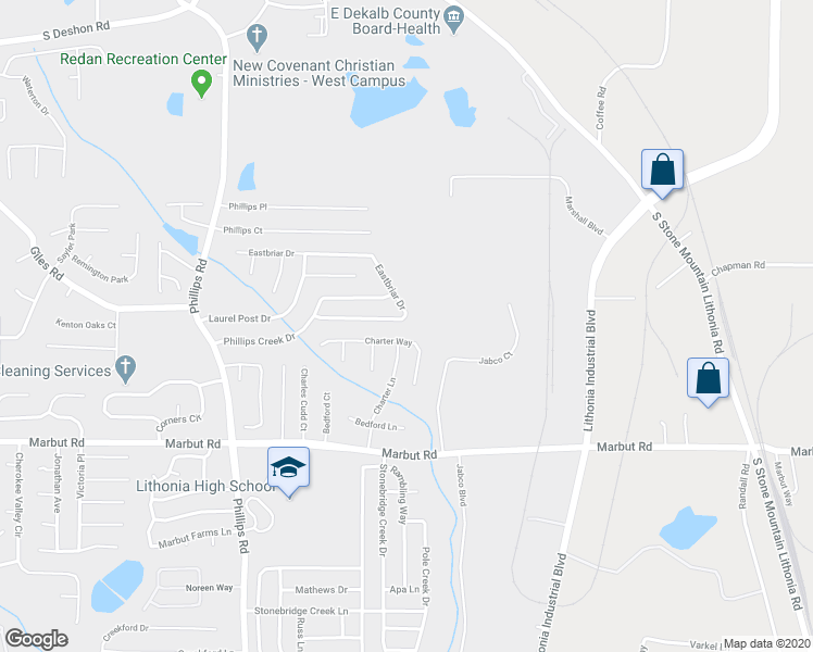 map of restaurants, bars, coffee shops, grocery stores, and more near 6469 Eastbriar Drive in Lithonia