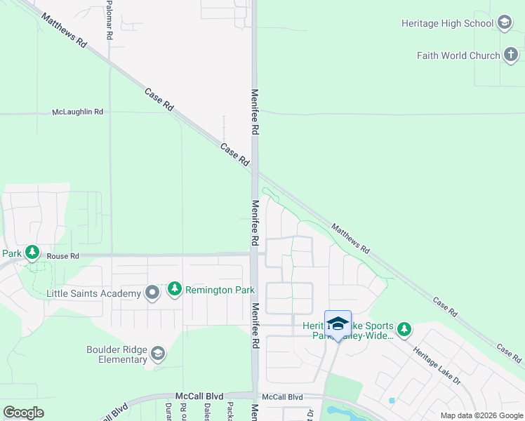 map of restaurants, bars, coffee shops, grocery stores, and more near 26872 North Bay Lane in Menifee