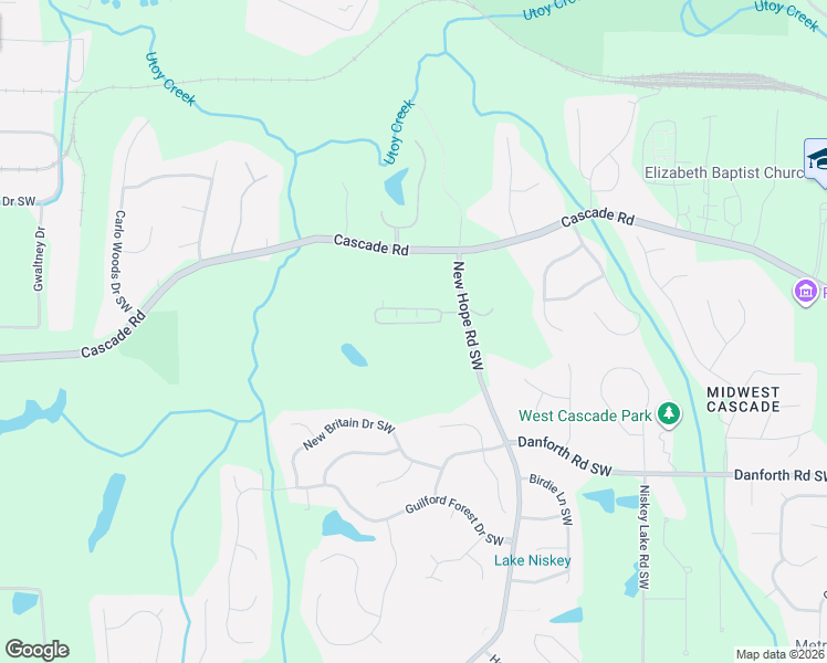map of restaurants, bars, coffee shops, grocery stores, and more near 211 Cottesford Drive Southwest in Atlanta