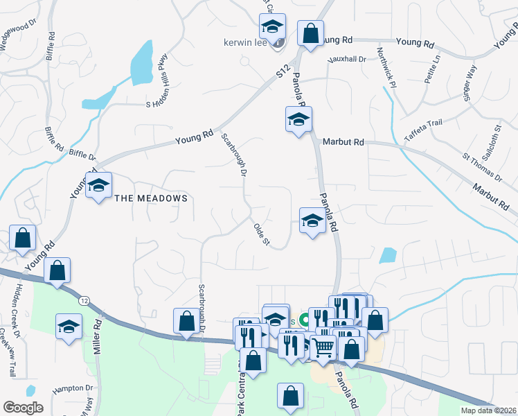 map of restaurants, bars, coffee shops, grocery stores, and more near 5322 Scarbrough Round in Stone Mountain