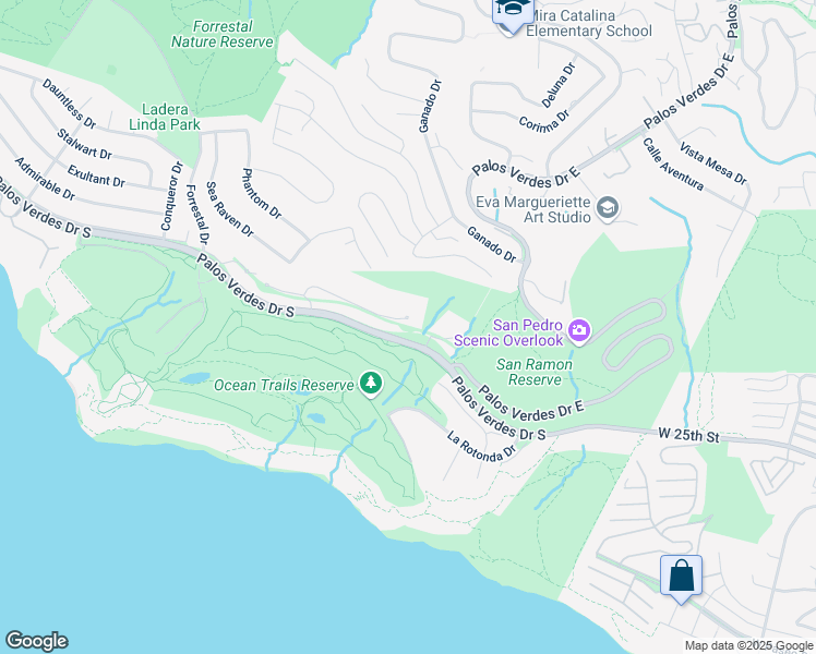 map of restaurants, bars, coffee shops, grocery stores, and more near 3304 Palo Vista Drive in Rancho Palos Verdes