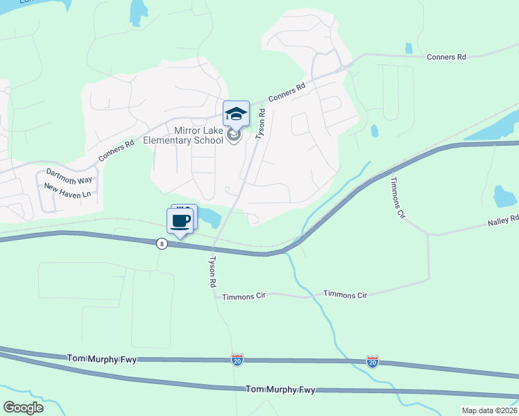 map of restaurants, bars, coffee shops, grocery stores, and more near 1055 Summer Cypress Drive in Villa Rica