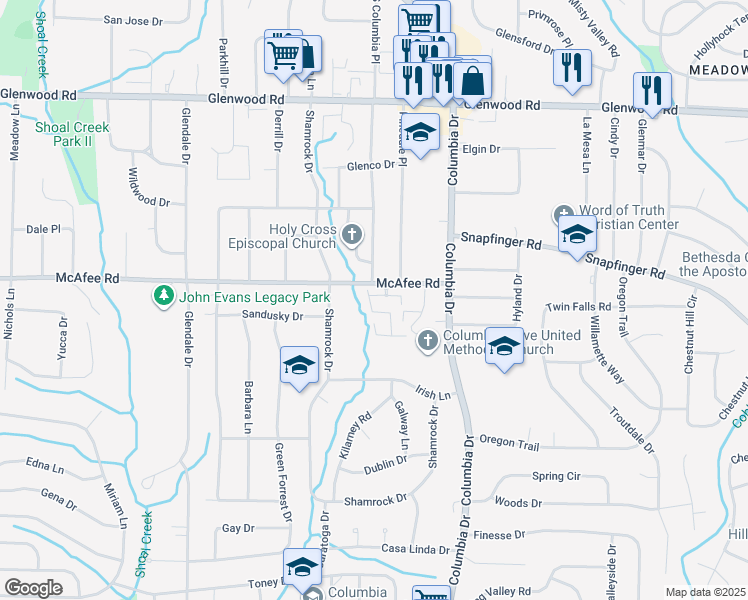 map of restaurants, bars, coffee shops, grocery stores, and more near 3247 Borogrove Way in Decatur