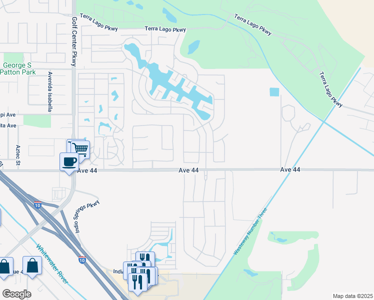 map of restaurants, bars, coffee shops, grocery stores, and more near 43770 Campo Place in Indio