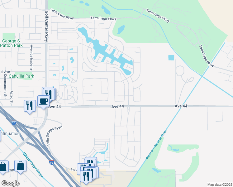 map of restaurants, bars, coffee shops, grocery stores, and more near 43770 Campo Place in Indio