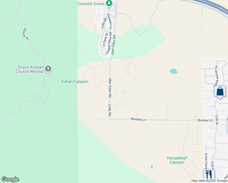 map of restaurants, bars, coffee shops, grocery stores, and more near 26820 Crilly Road in Corona