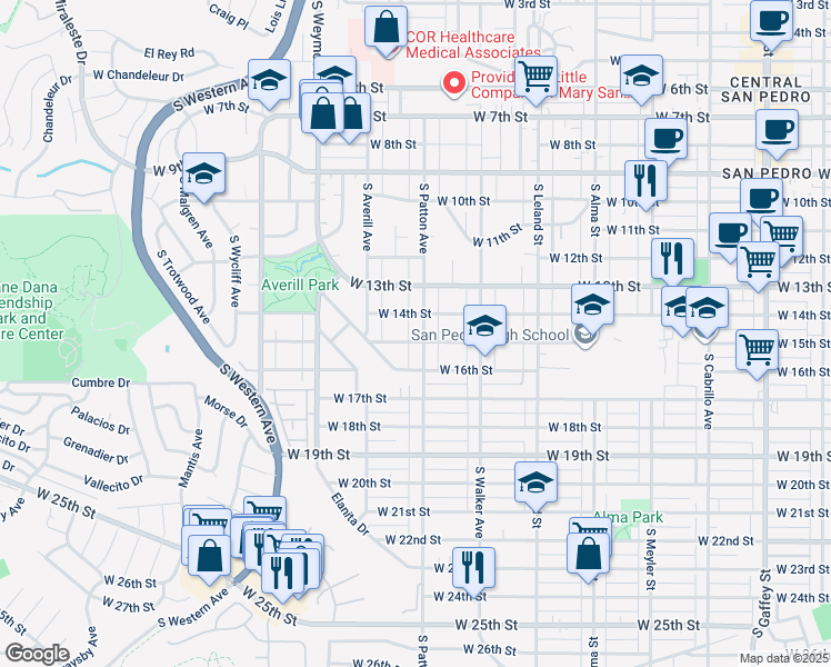 map of restaurants, bars, coffee shops, grocery stores, and more near 1435 South Patton Avenue in Los Angeles