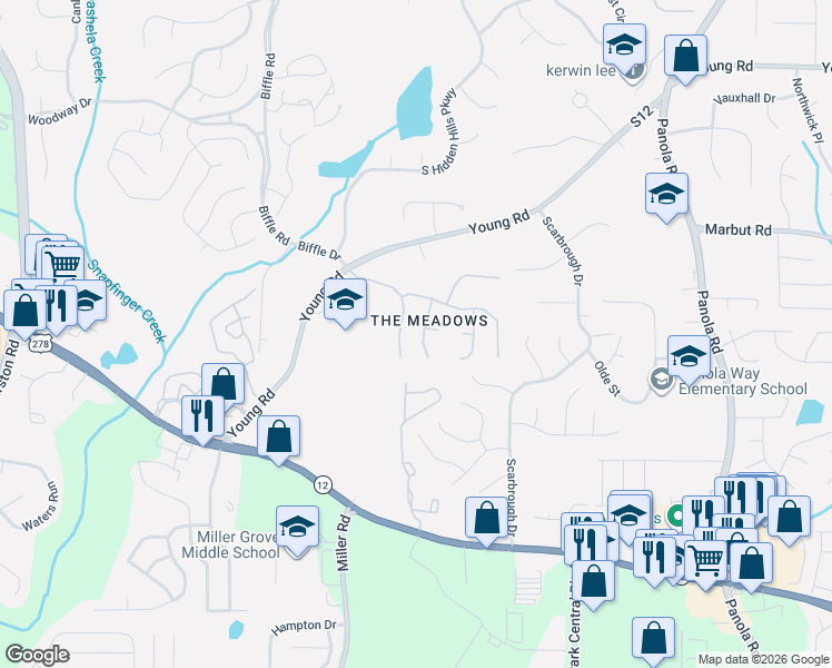 map of restaurants, bars, coffee shops, grocery stores, and more near 2020 Clearstream Overlook in Stone Mountain
