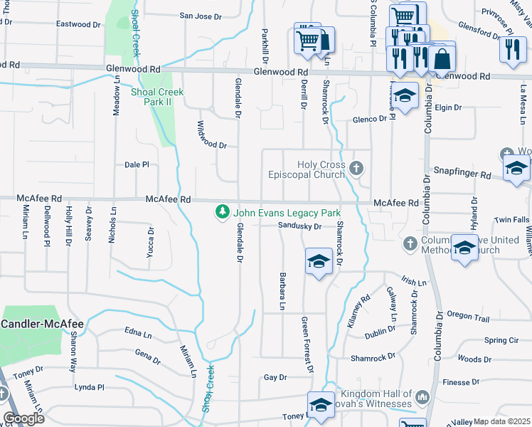 map of restaurants, bars, coffee shops, grocery stores, and more near 2024 Rosewood Road in Decatur