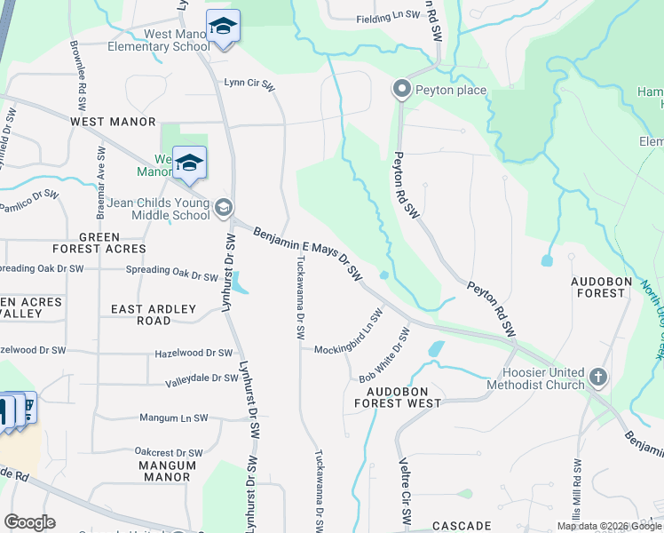 map of restaurants, bars, coffee shops, grocery stores, and more near 928 Tuckawanna Drive Southwest in Atlanta