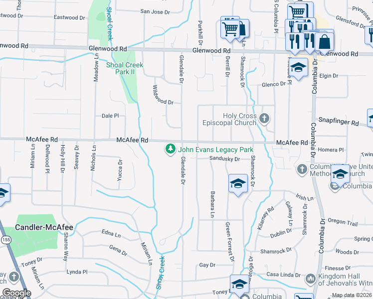 map of restaurants, bars, coffee shops, grocery stores, and more near 2043 Rosewood Road in Decatur
