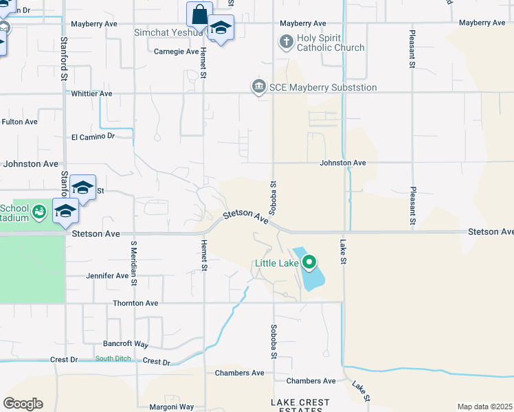 map of restaurants, bars, coffee shops, grocery stores, and more near 42370 Stetson Avenue in Hemet