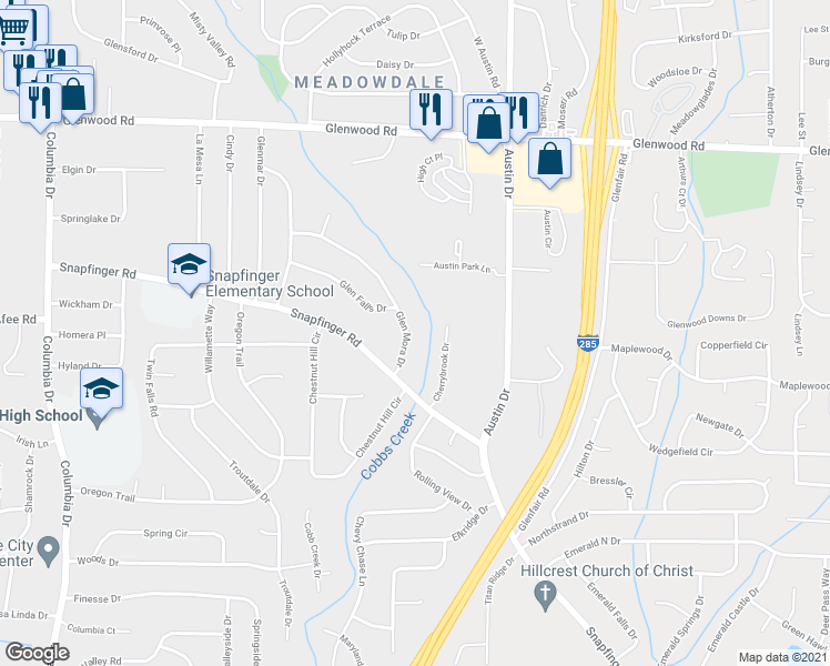 map of restaurants, bars, coffee shops, grocery stores, and more near 3750 Glen Mora Drive in Decatur