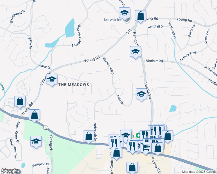 map of restaurants, bars, coffee shops, grocery stores, and more near 1958 Overton Trail in Stone Mountain