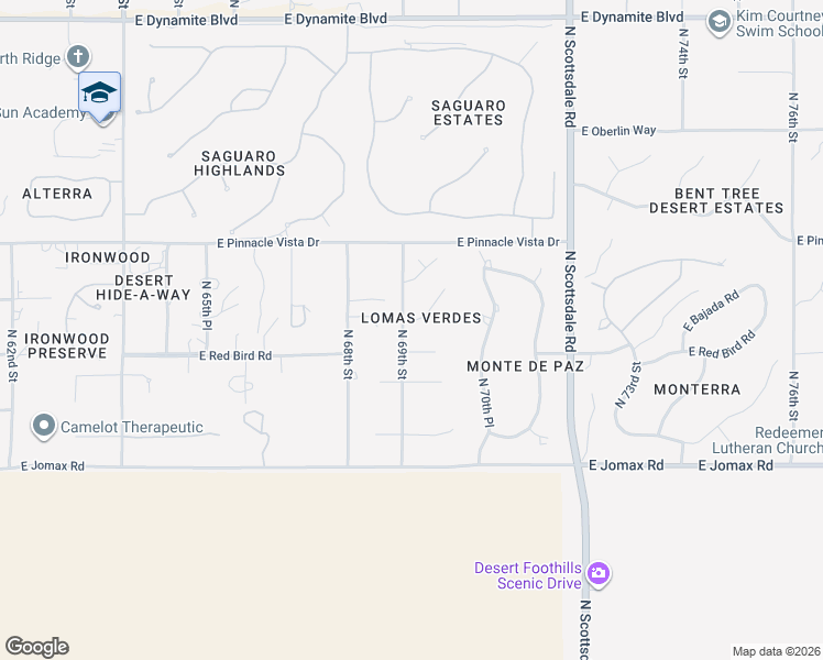 map of restaurants, bars, coffee shops, grocery stores, and more near 6940 East Red Bird Road in Scottsdale