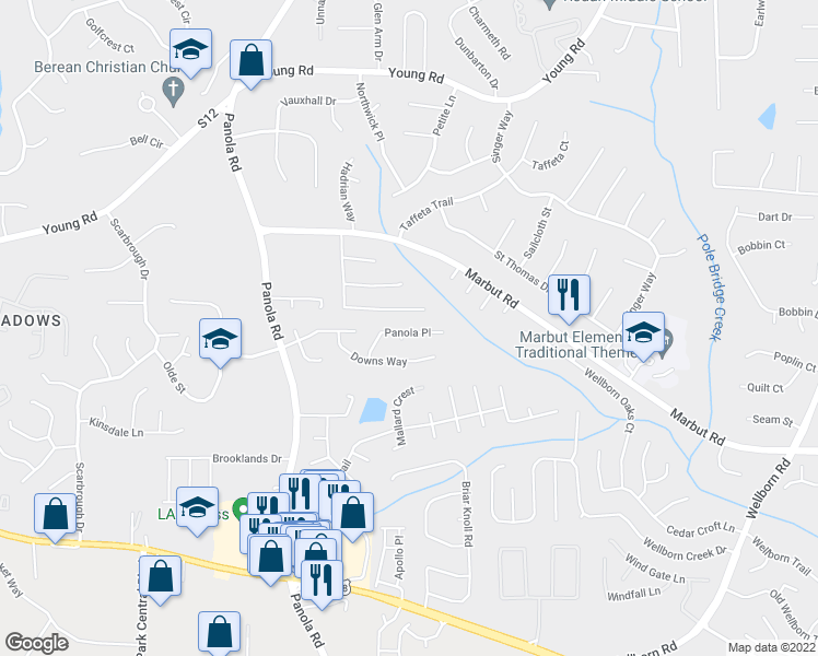 map of restaurants, bars, coffee shops, grocery stores, and more near 5551 Panola Place in Lithonia