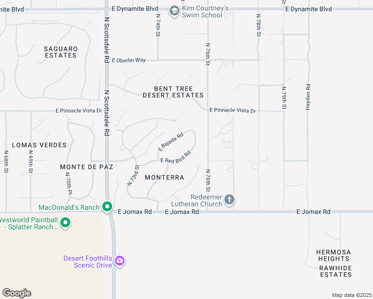 map of restaurants, bars, coffee shops, grocery stores, and more near 7451 East Red Bird Road in Scottsdale