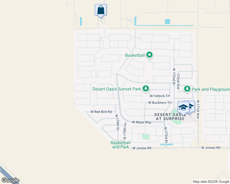 map of restaurants, bars, coffee shops, grocery stores, and more near 27278 North 175th Drive in Surprise