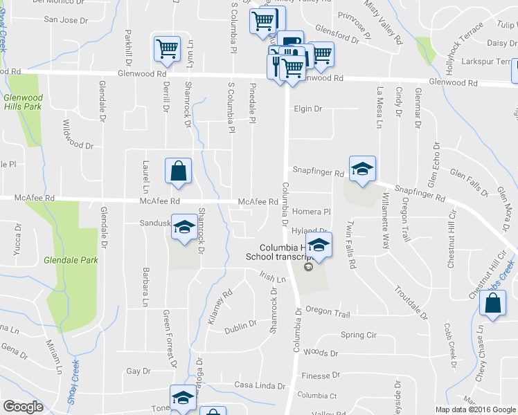 map of restaurants, bars, coffee shops, grocery stores, and more near 2038 Oak Park Lane in Decatur
