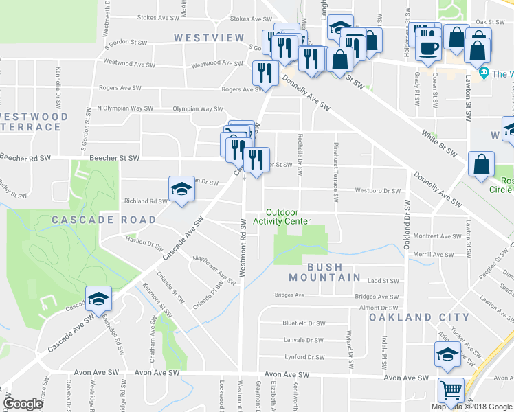 map of restaurants, bars, coffee shops, grocery stores, and more near 905 Gaston Street Southwest in Atlanta